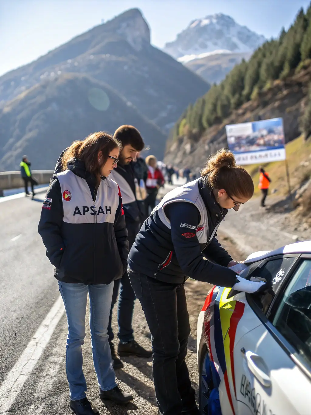 A group of volunteers assisting with track maintenance and safety checks at Circuit 19, showcasing community involvement and support for the organization.