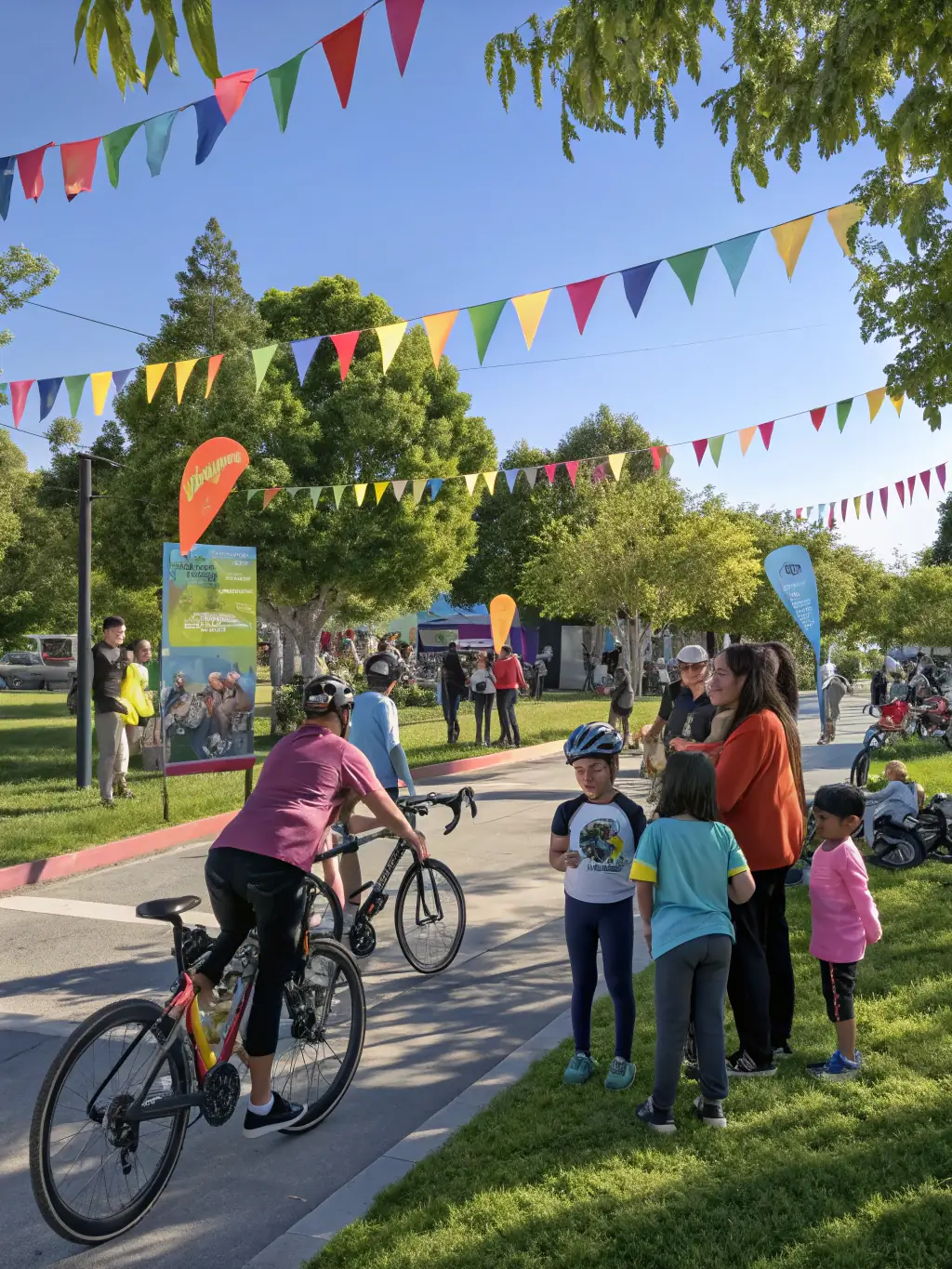A group of people of different ages participating in a community event at the V V L ORGANISATION CIRCUIT 19, showing the family-friendly atmosphere.